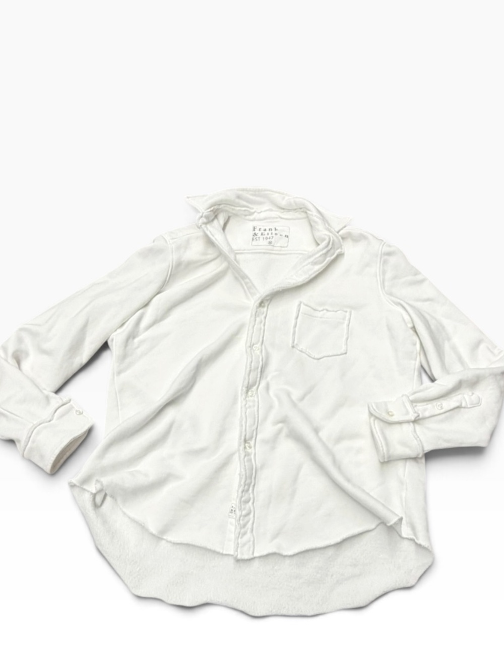 Frank & Eileen Button Down Sweatshirt Women's Size M in white
